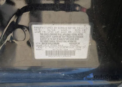 2018 Nissan Versa 1.6 Sv z USA, uszkodzony, nr VIN 3N1CN7AP5JL856260